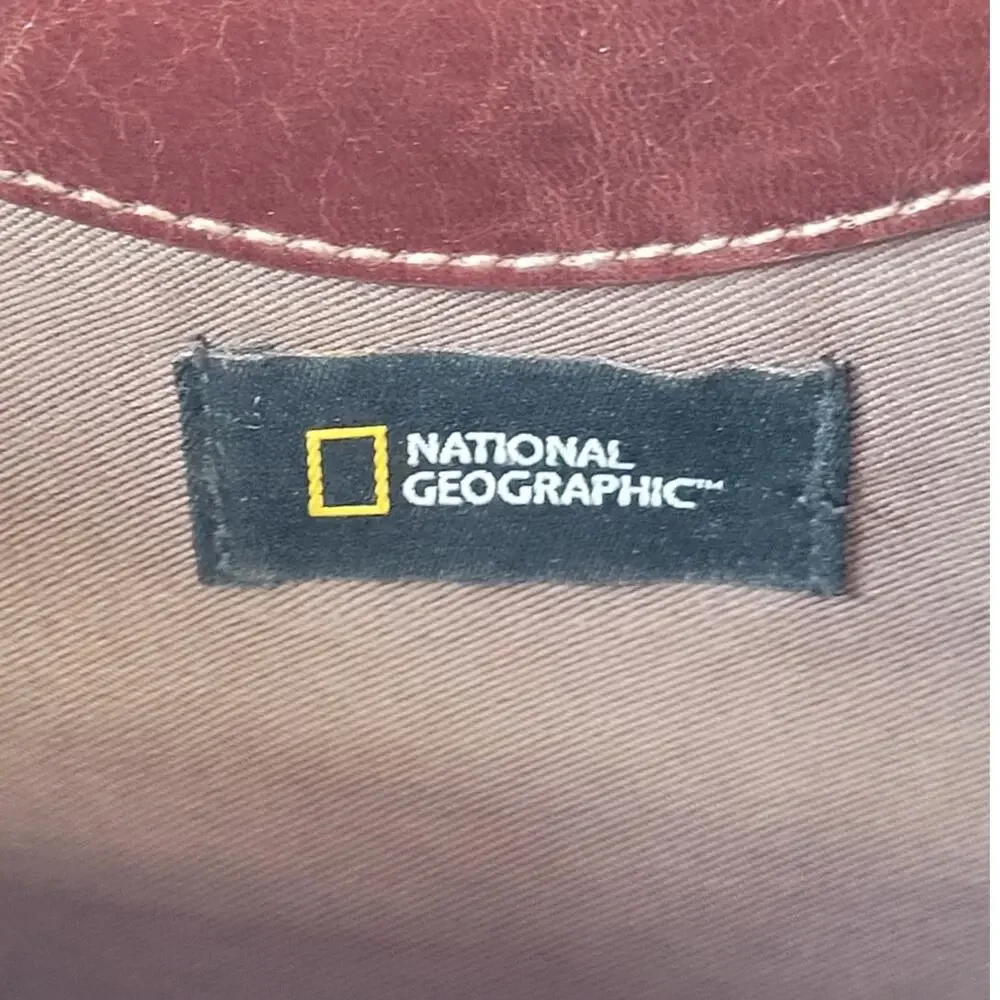 National Geographic Distressed‎ Leather Tote Dark Academia Travel Bag bohemian